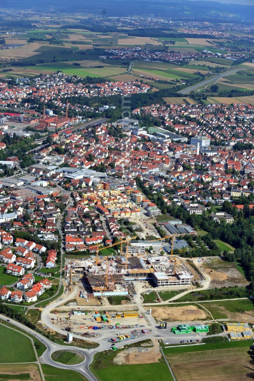 Aerial photograph Winnenden - View of new construction of the Rems Murr Hospital Winnenden in the state Baden-Wuerttemberg