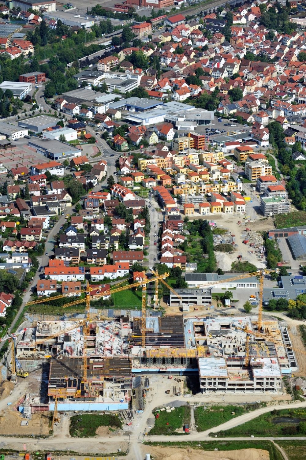 Aerial image Winnenden - View of new construction of the Rems Murr Hospital Winnenden in the state Baden-Wuerttemberg