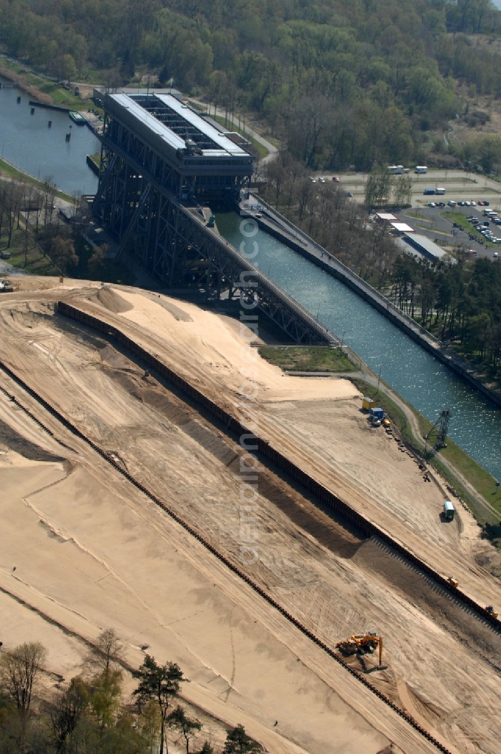 Aerial photograph Niederfinow - The new building of the boat lift Niederfinow