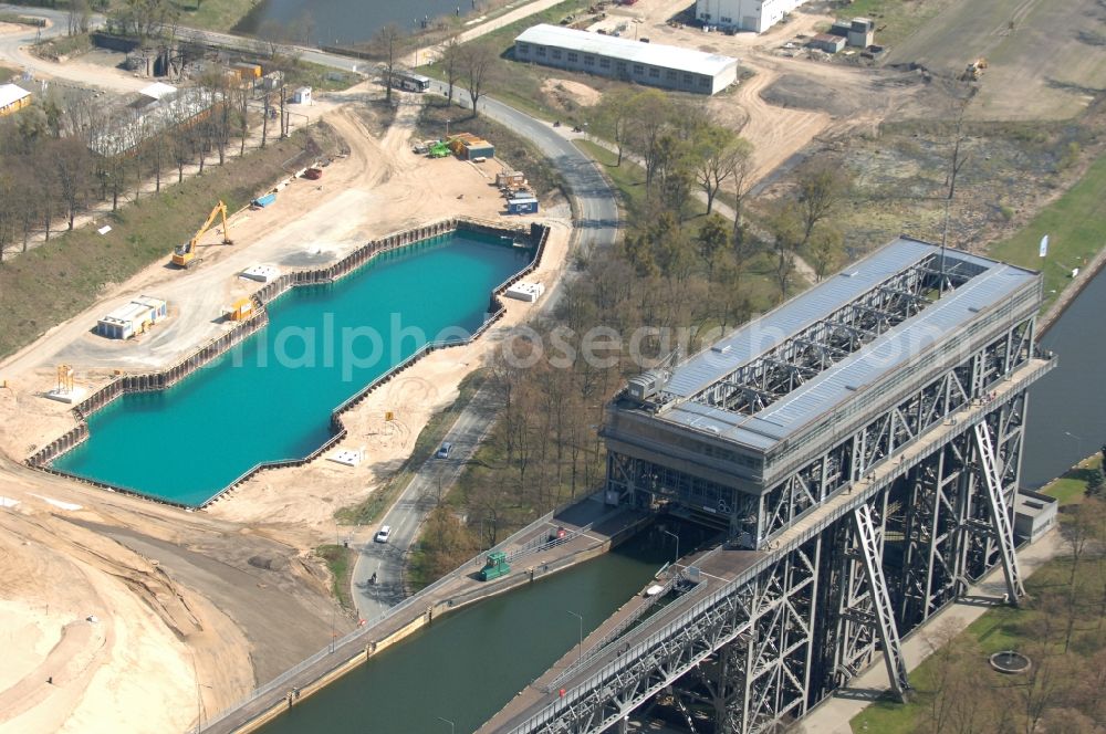 Aerial image Niederfinow - The new building of the boat lift Niederfinow