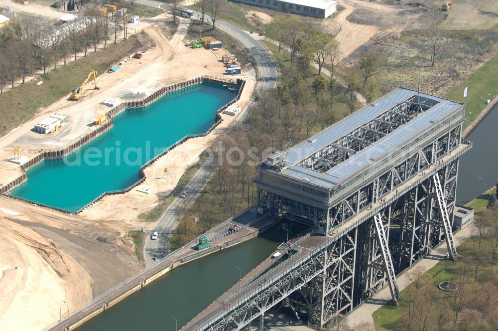 Aerial photograph Niederfinow - The new building of the boat lift Niederfinow