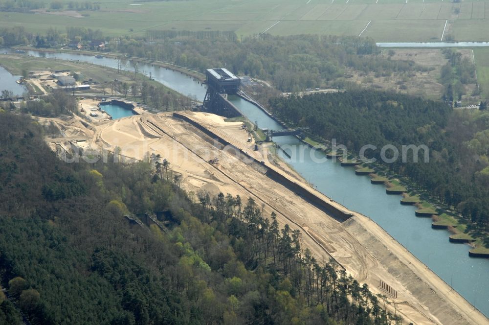 Niederfinow from above - The new building of the boat lift Niederfinow