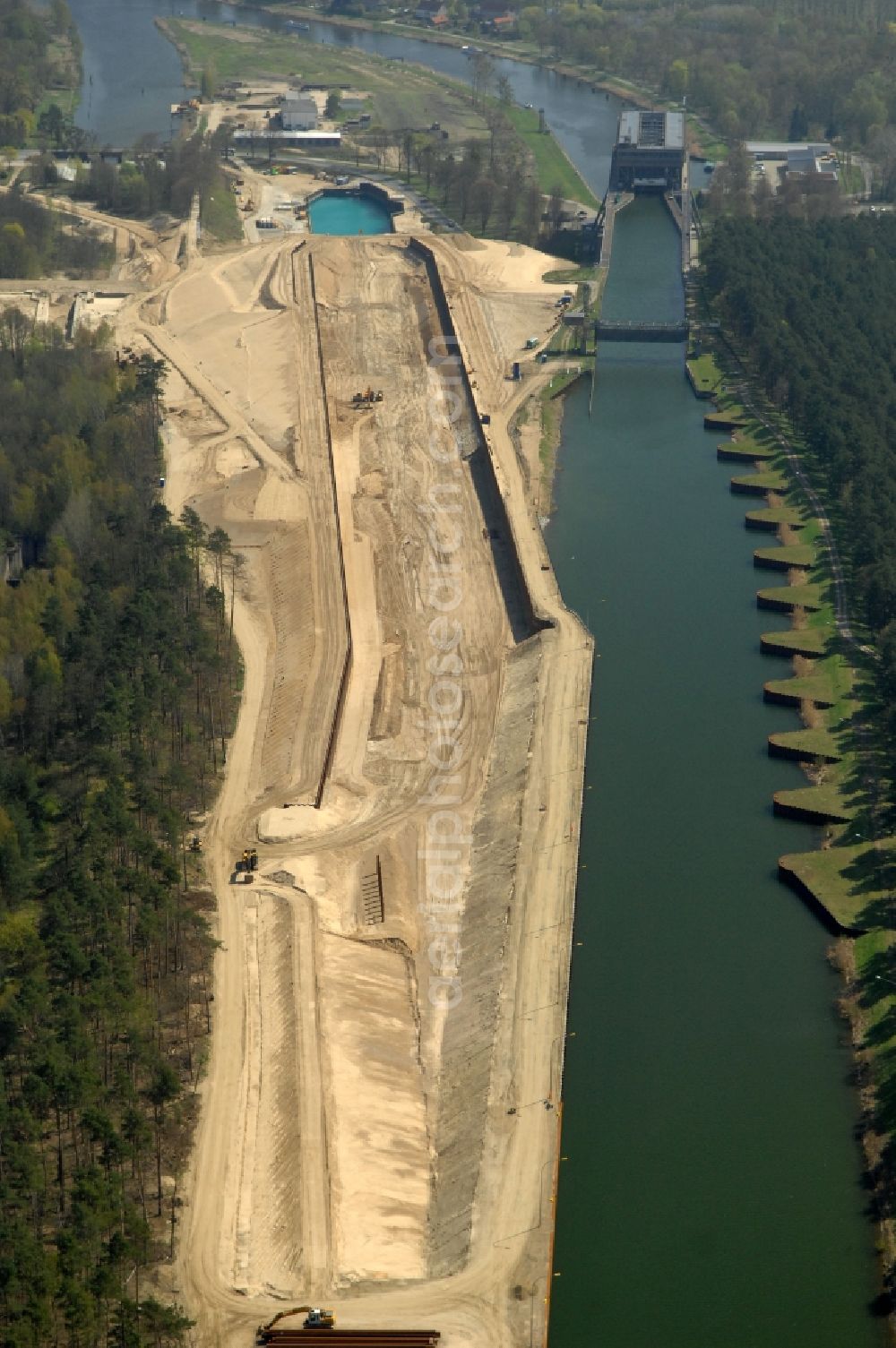 Aerial photograph Niederfinow - The new building of the boat lift Niederfinow