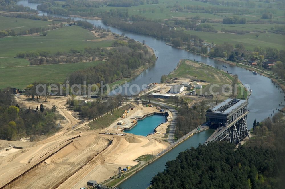 Aerial image Niederfinow - The new building of the boat lift Niederfinow