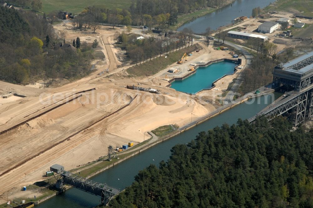 Aerial photograph Niederfinow - The new building of the boat lift Niederfinow