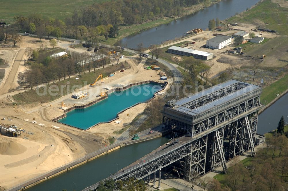 Niederfinow from above - The new building of the boat lift Niederfinow