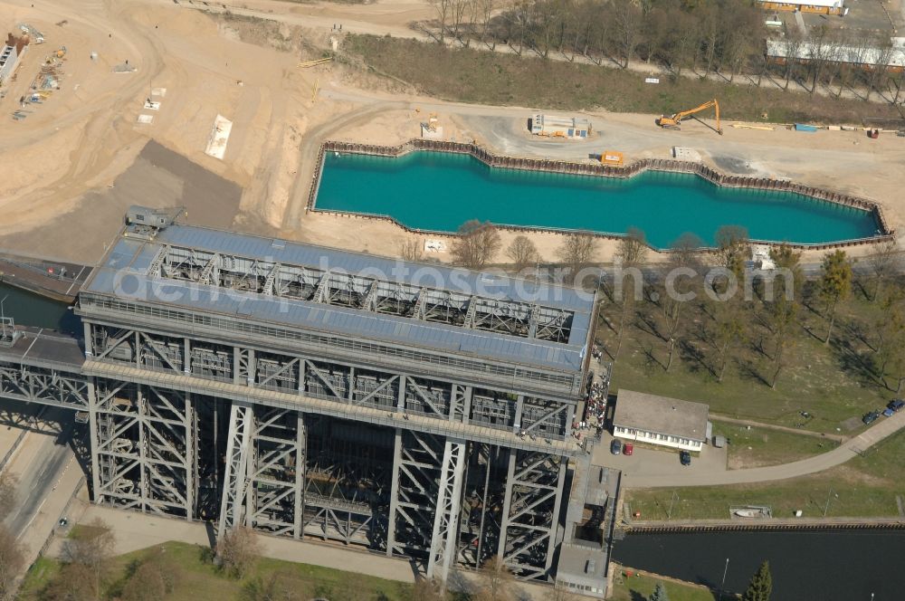 Aerial photograph Niederfinow - The new building of the boat lift Niederfinow