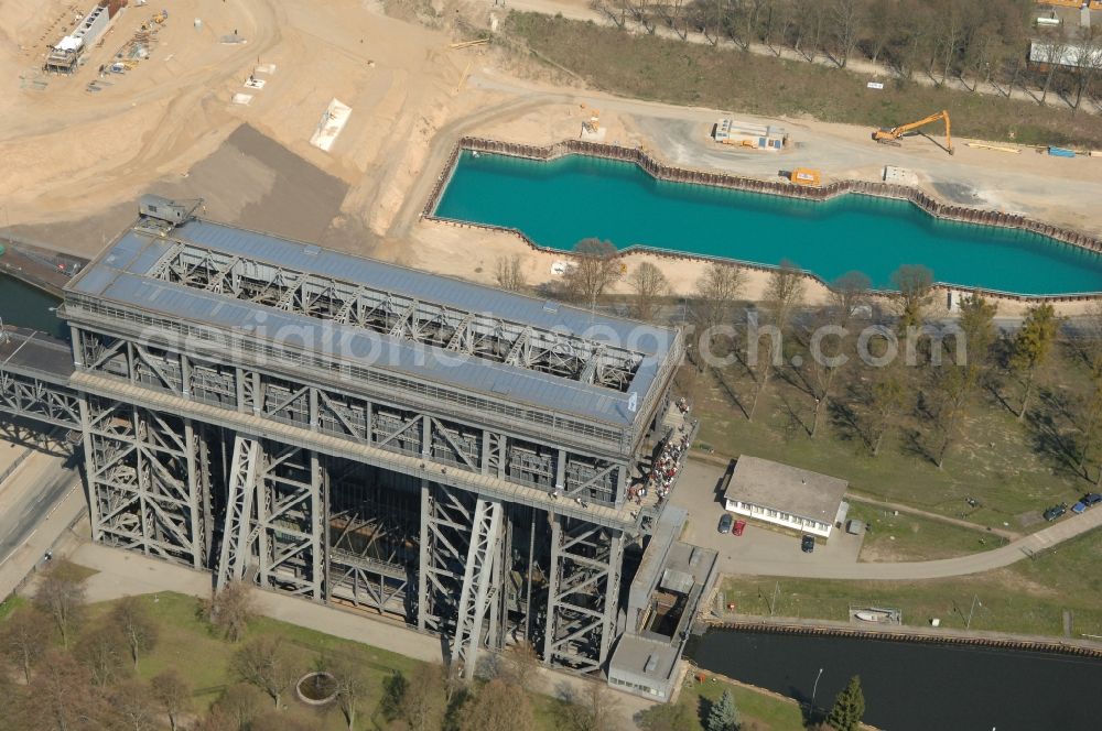 Niederfinow from above - The new building of the boat lift Niederfinow