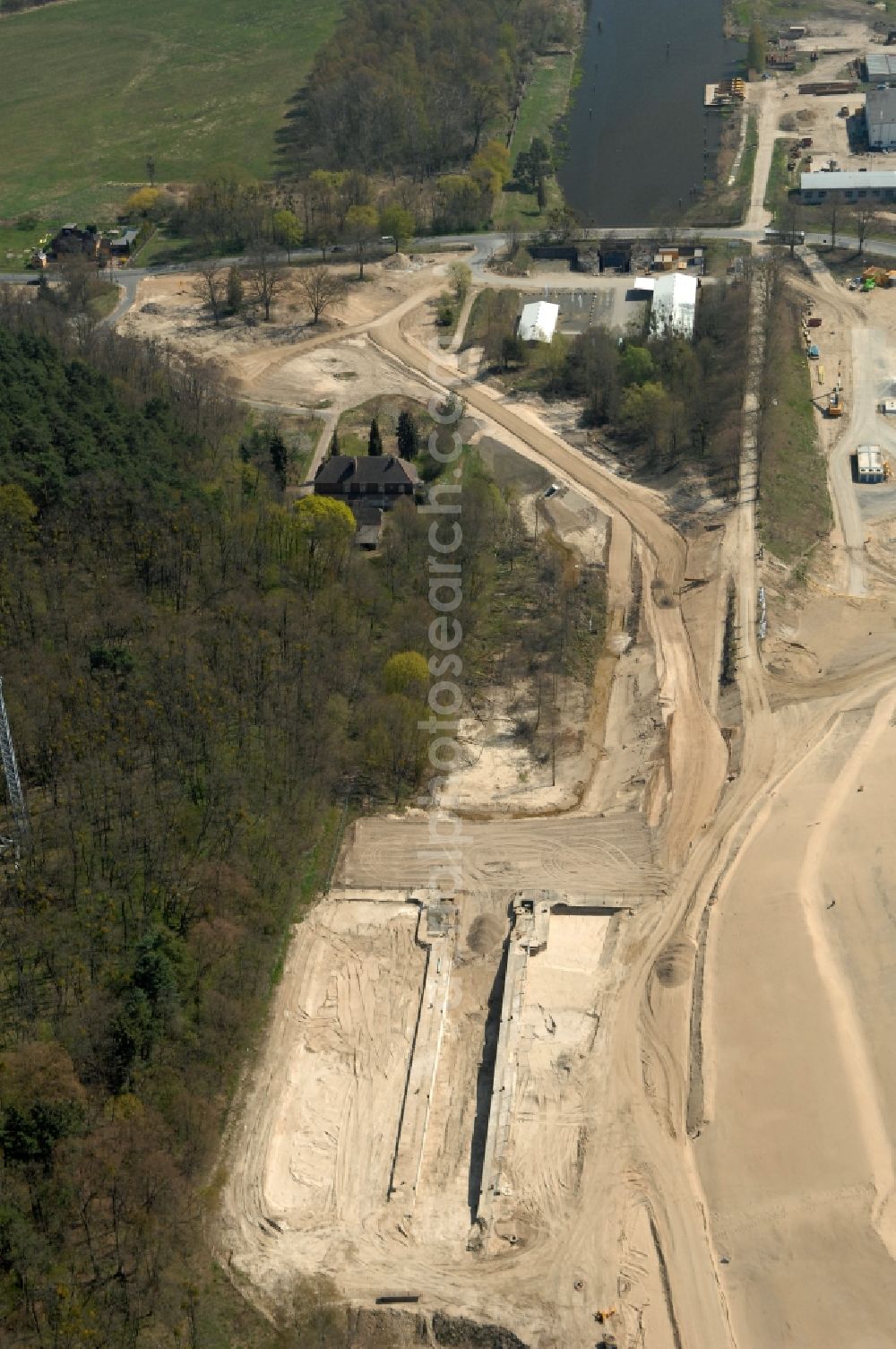 Aerial image Niederfinow - The new building of the boat lift Niederfinow