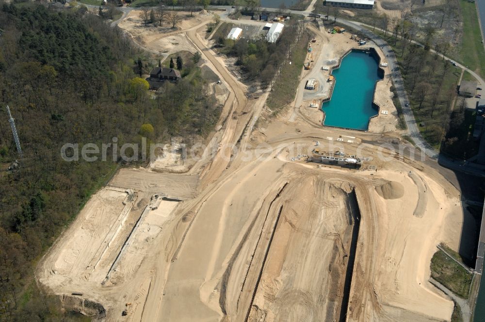 Aerial photograph Niederfinow - The new building of the boat lift Niederfinow