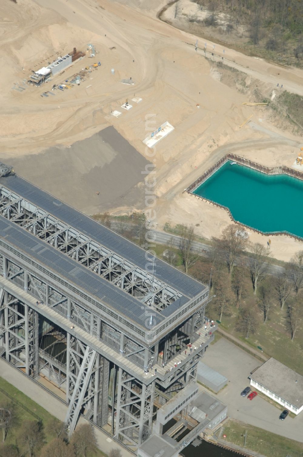 Niederfinow from the bird's eye view: The new building of the boat lift Niederfinow