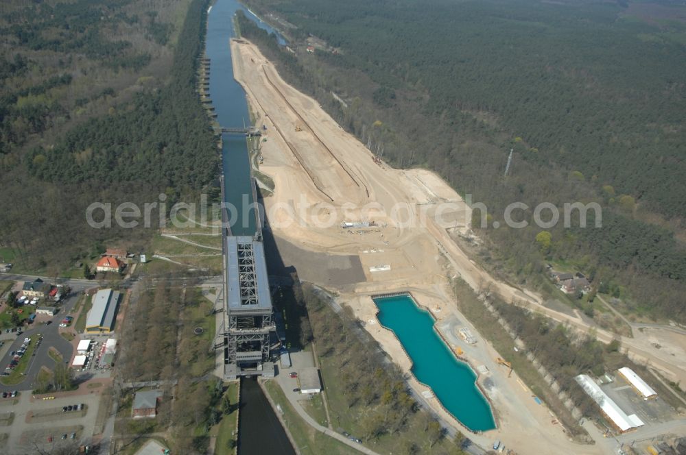 Aerial image Niederfinow - The new building of the boat lift Niederfinow