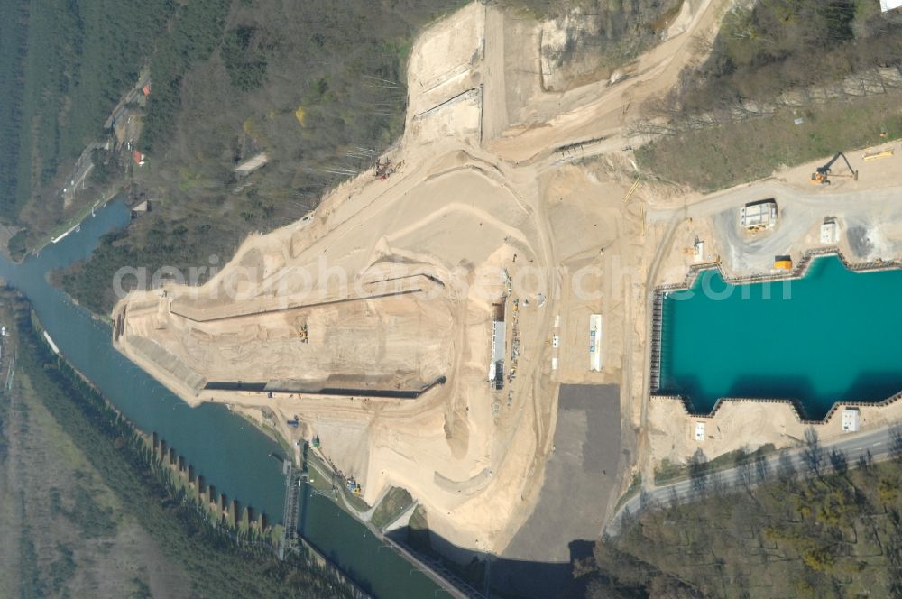 Niederfinow from above - The new building of the boat lift Niederfinow