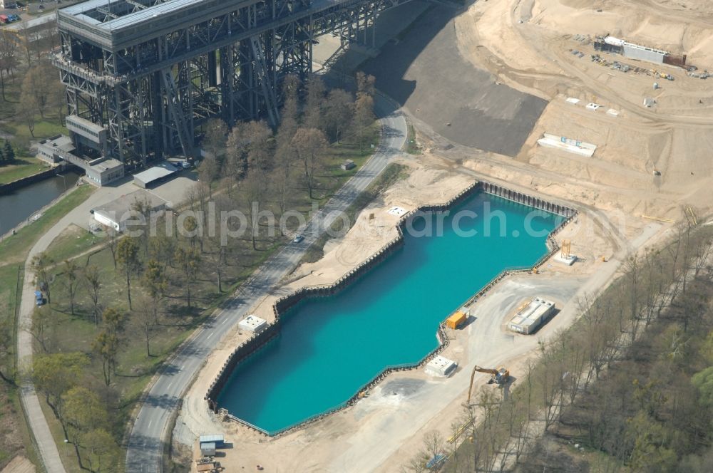 Aerial photograph Niederfinow - The new building of the boat lift Niederfinow