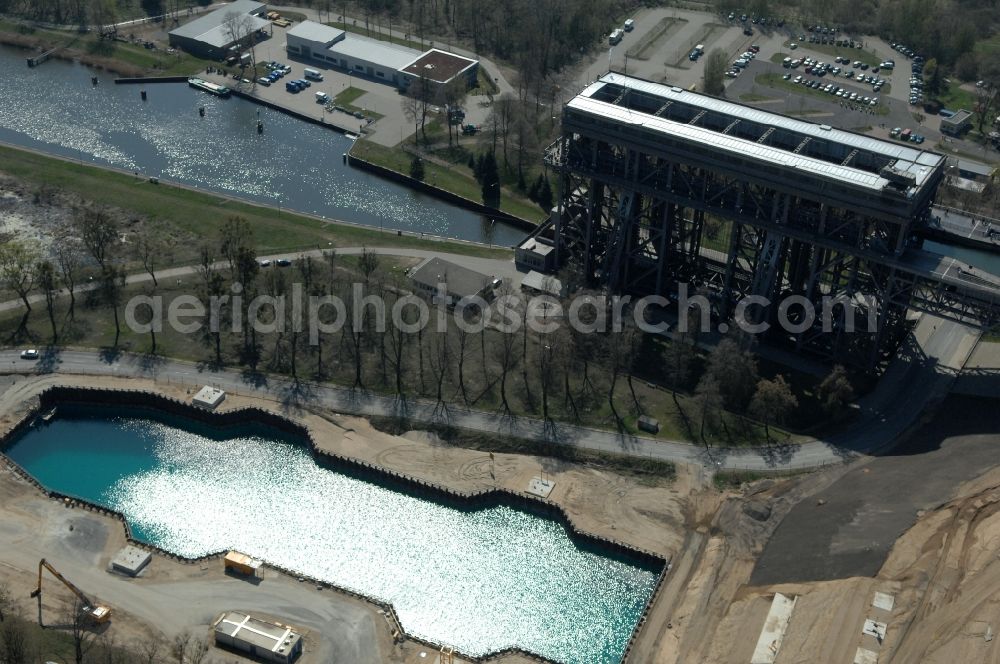 Aerial image Niederfinow - The new building of the boat lift Niederfinow