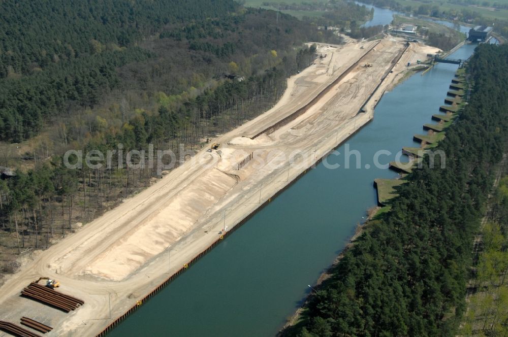 Niederfinow from above - The new building of the boat lift Niederfinow