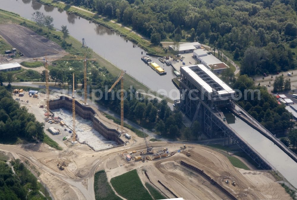 Niederfinow from above - The new building of the boat lift Niederfinow