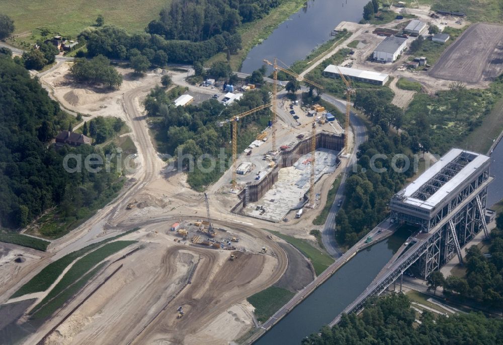 Aerial image Niederfinow - The new building of the boat lift Niederfinow