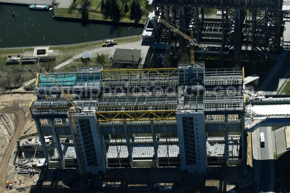 Niederfinow from the bird's eye view: Construction of the Niederfinow ship lift on the Finow Canal in the state of Brandenburg