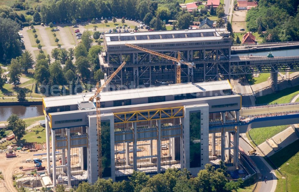 Aerial photograph Niederfinow - The new building of the boat lift Niederfinow