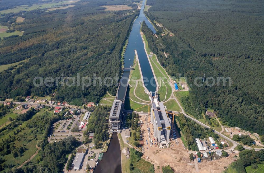 Aerial photograph Niederfinow - The new building of the boat lift Niederfinow