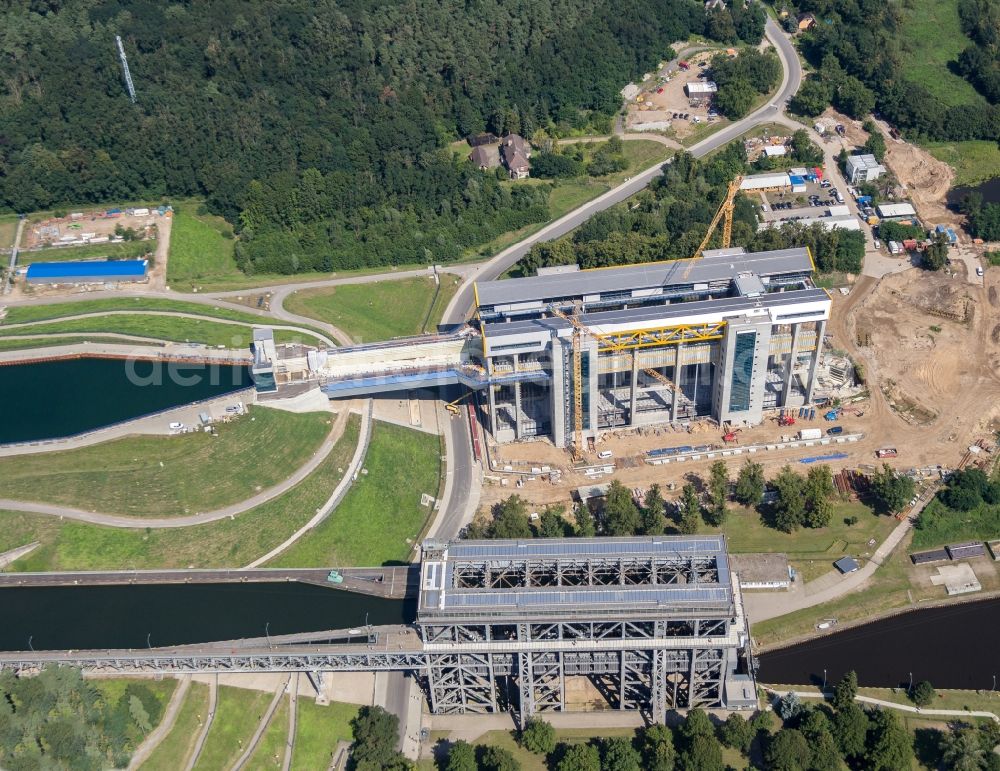 Aerial photograph Niederfinow - The new building of the boat lift Niederfinow