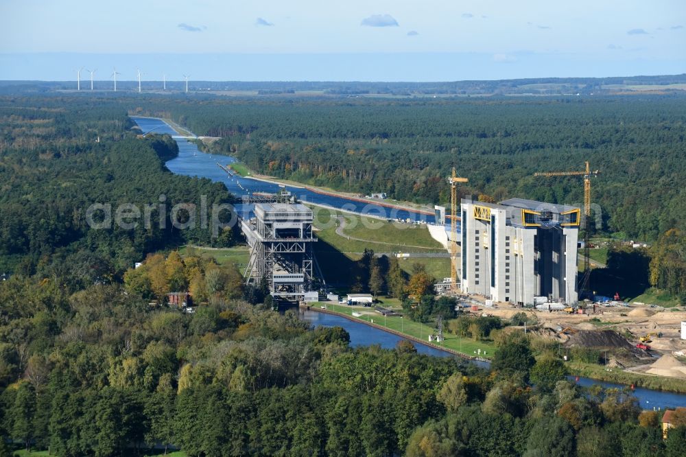 Niederfinow from above - The new building of the boat lift Niederfinow