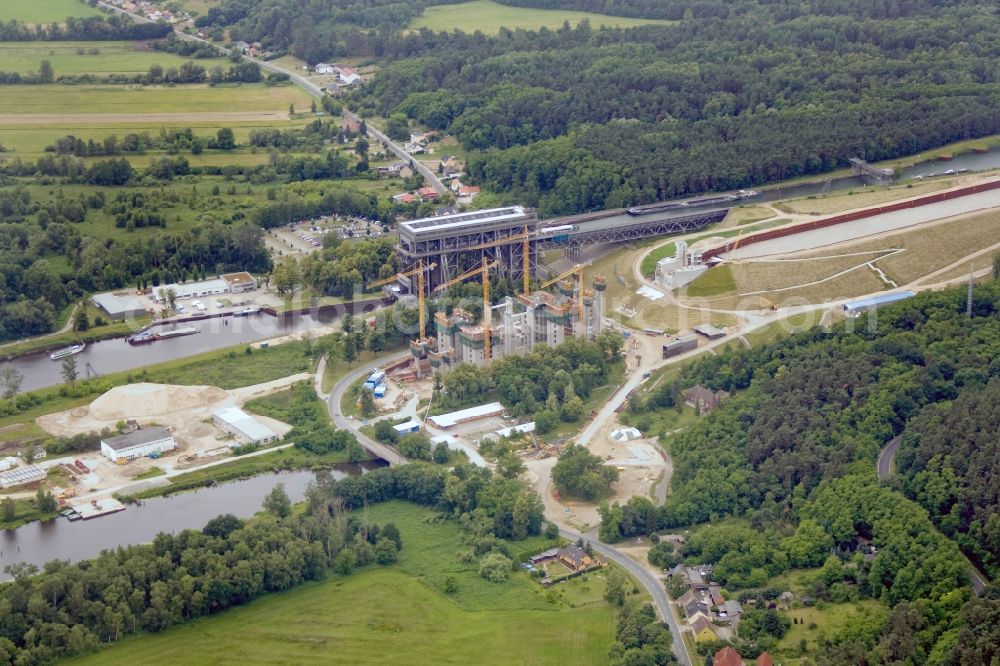 Aerial photograph Niederfinow - The new building of the boat lift Niederfinow