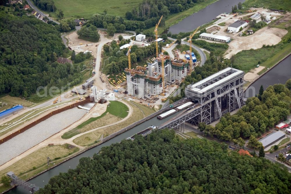 Niederfinow from above - The new building of the boat lift Niederfinow