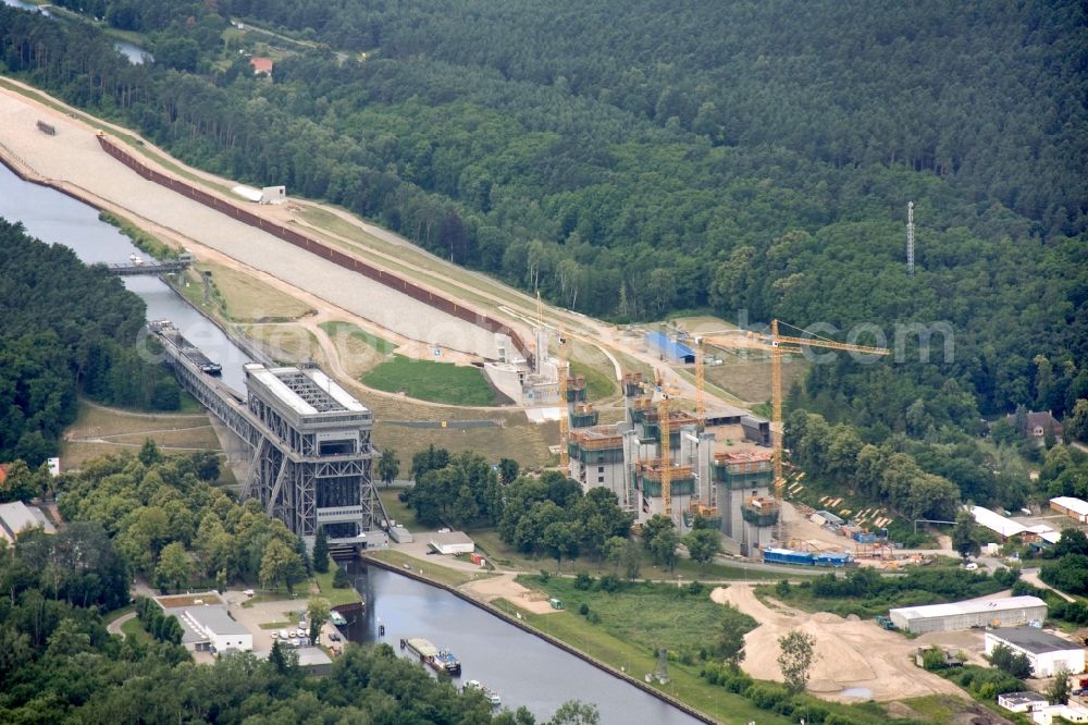 Aerial image Niederfinow - The new building of the boat lift Niederfinow