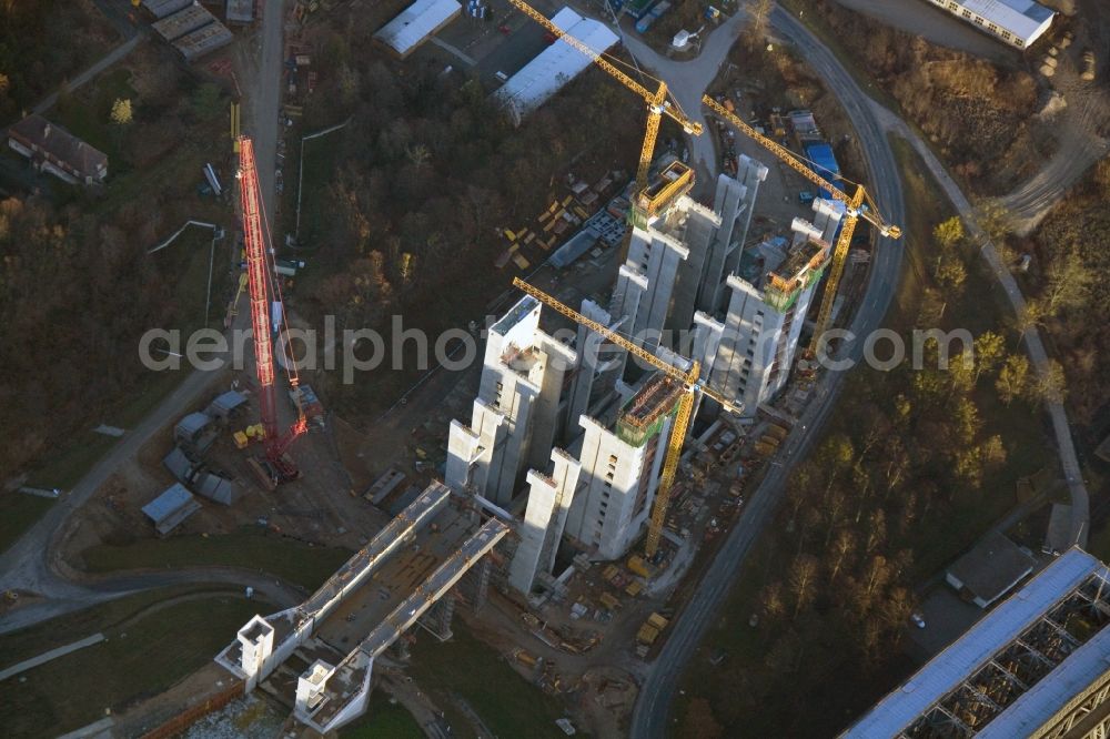 Aerial photograph Niederfinow - The new building of the boat lift Niederfinow