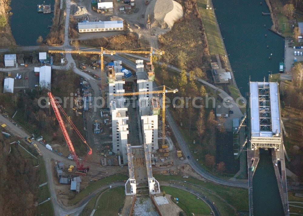 Niederfinow from above - The new building of the boat lift Niederfinow