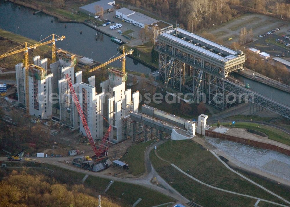 Aerial image Niederfinow - The new building of the boat lift Niederfinow