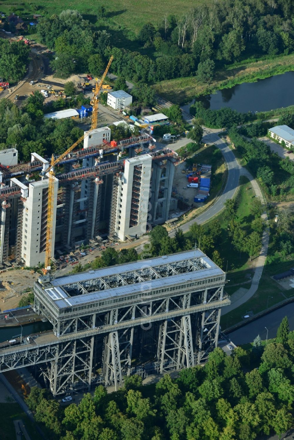 Niederfinow from the bird's eye view: The new building of the boat lift Niederfinow