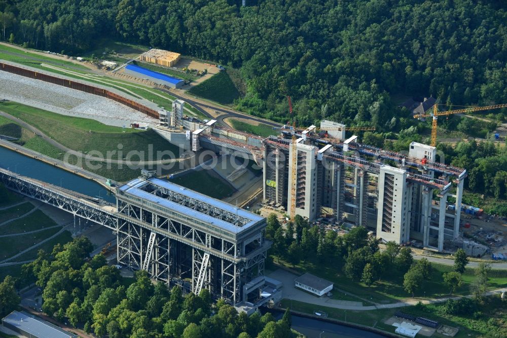 Aerial photograph Niederfinow - The new building of the boat lift Niederfinow