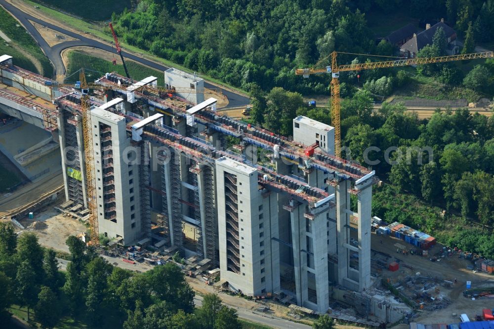 Niederfinow from above - The new building of the boat lift Niederfinow