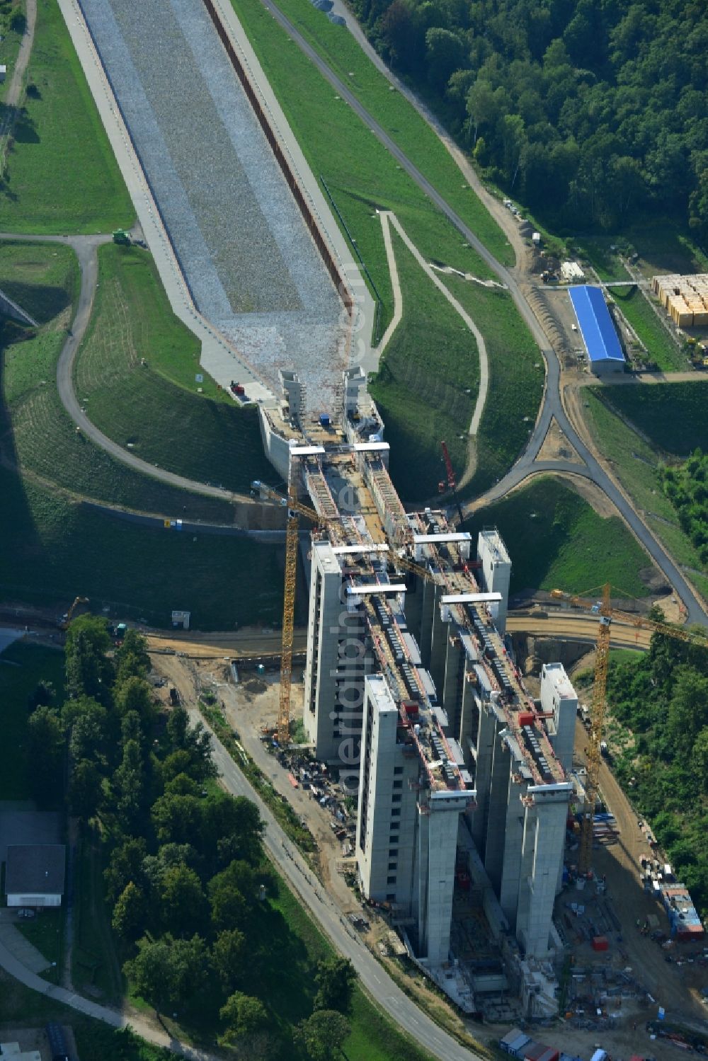 Niederfinow from the bird's eye view: The new building of the boat lift Niederfinow