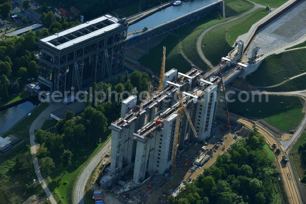 Aerial photograph Niederfinow - The new building of the boat lift Niederfinow