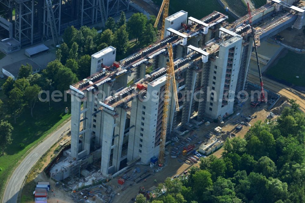 Niederfinow from above - The new building of the boat lift Niederfinow