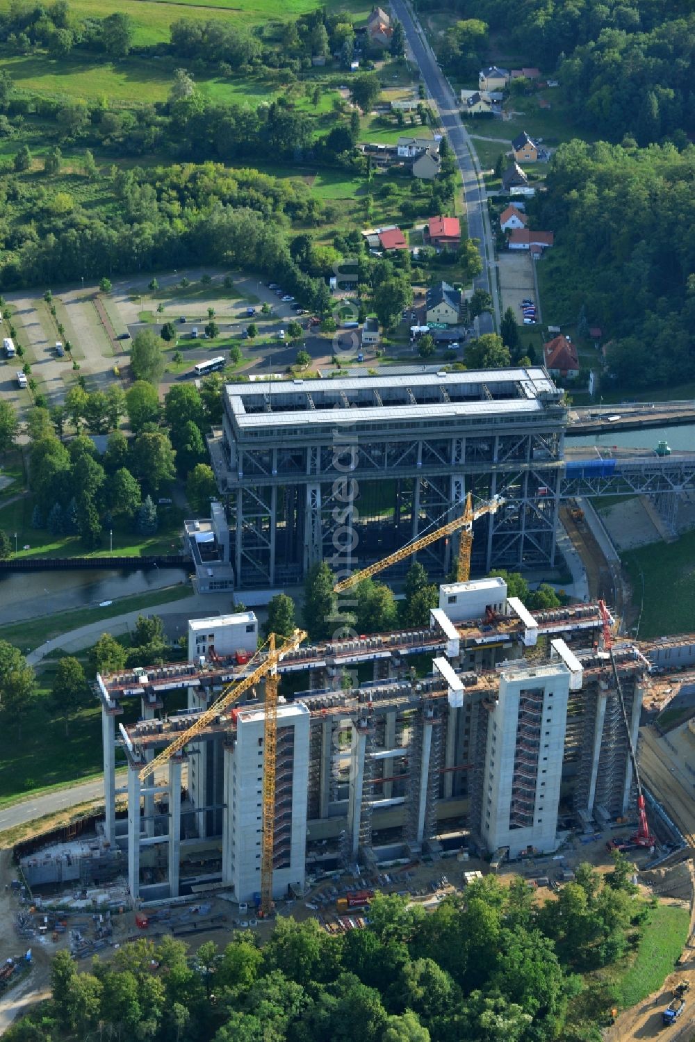 Niederfinow from the bird's eye view: The new building of the boat lift Niederfinow