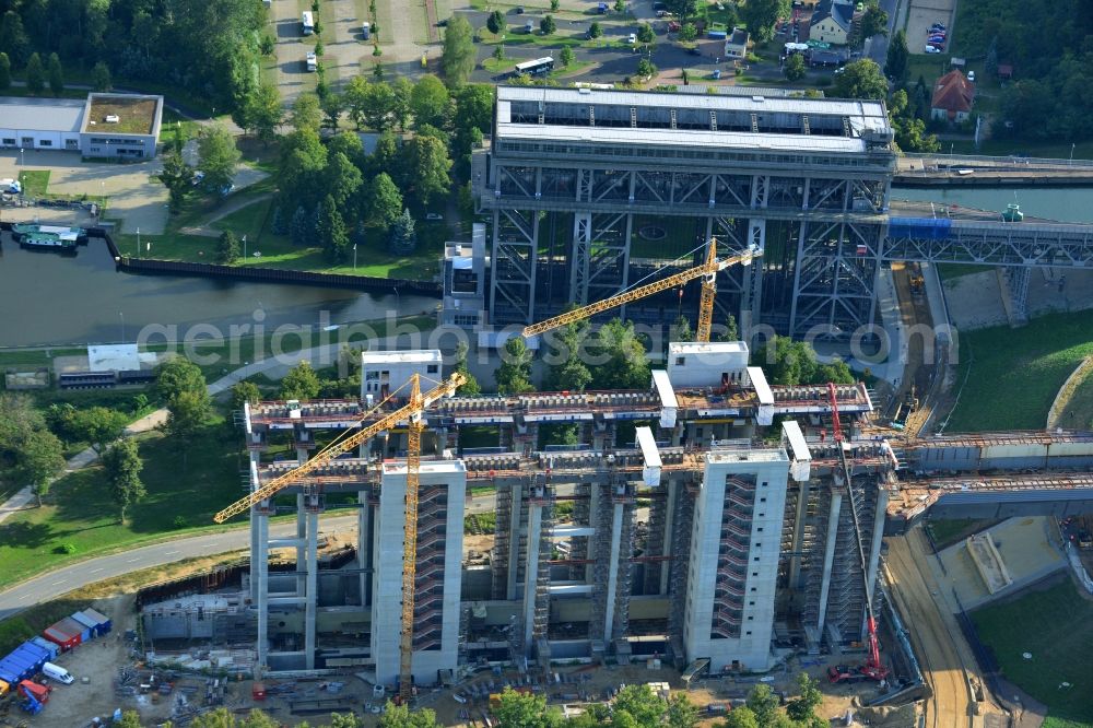 Aerial image Niederfinow - The new building of the boat lift Niederfinow