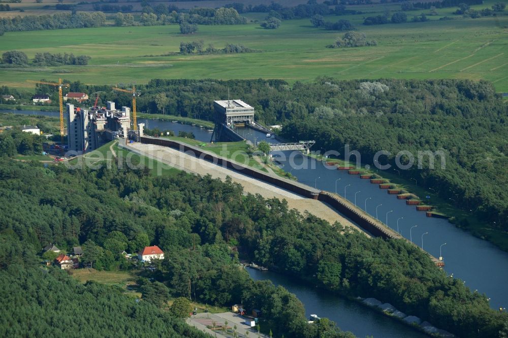 Aerial photograph Niederfinow - The new building of the boat lift Niederfinow