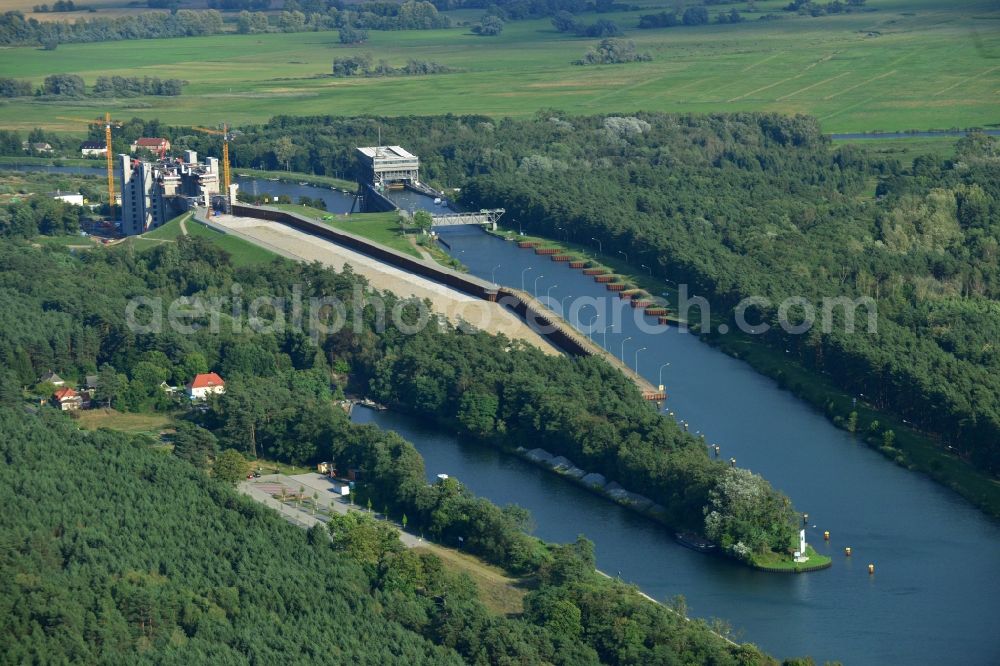 Niederfinow from above - The new building of the boat lift Niederfinow