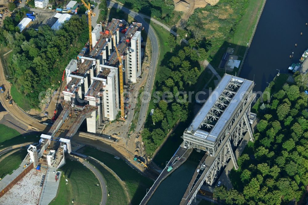 Aerial image Niederfinow - The new building of the boat lift Niederfinow