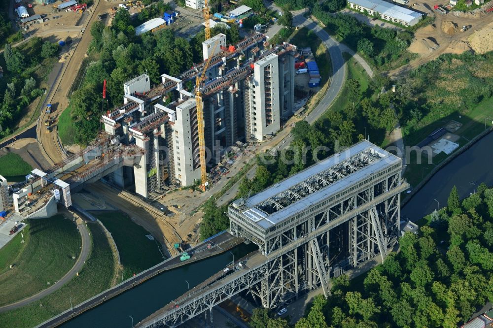 Aerial photograph Niederfinow - The new building of the boat lift Niederfinow