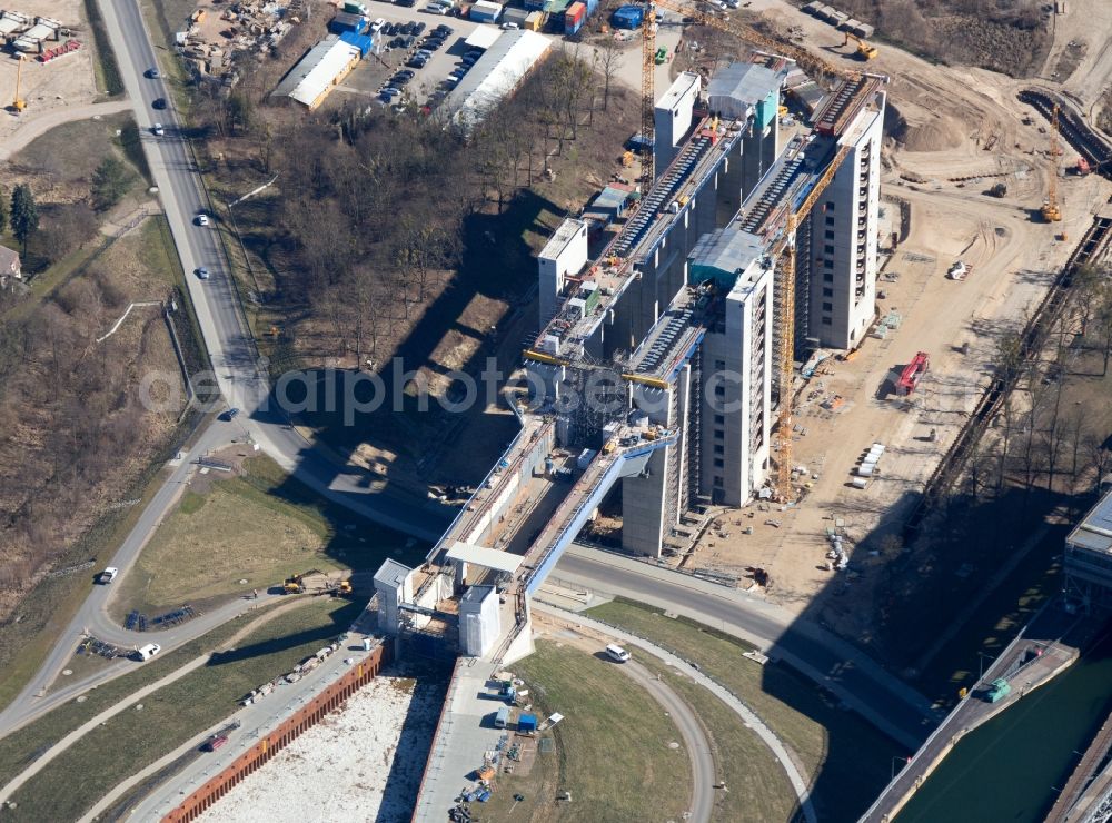 Aerial image Niederfinow - The new building of the boat lift Niederfinow