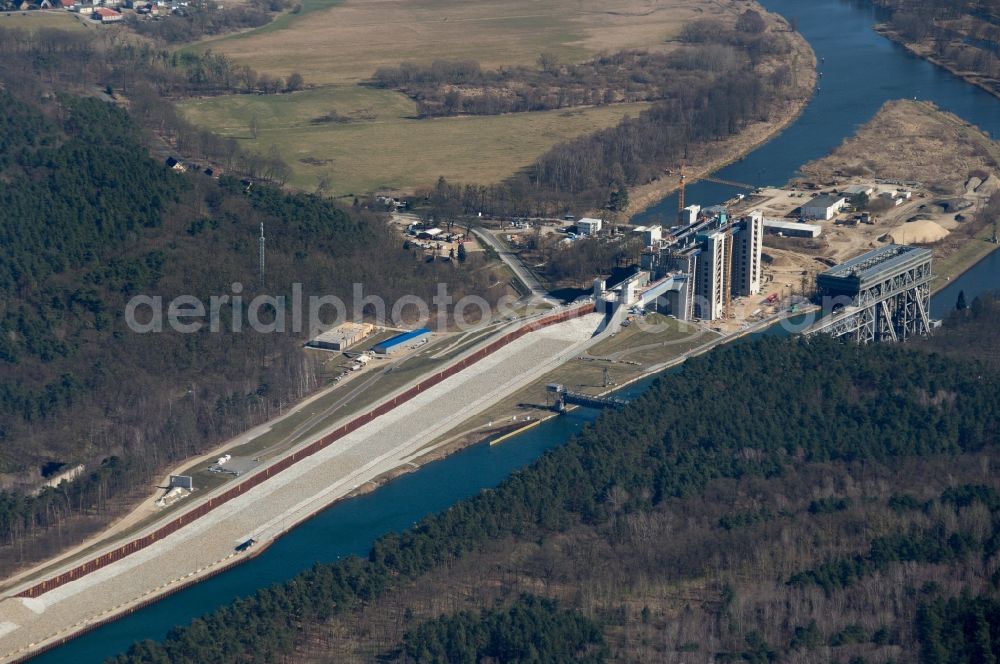 Niederfinow from above - The new building of the boat lift Niederfinow