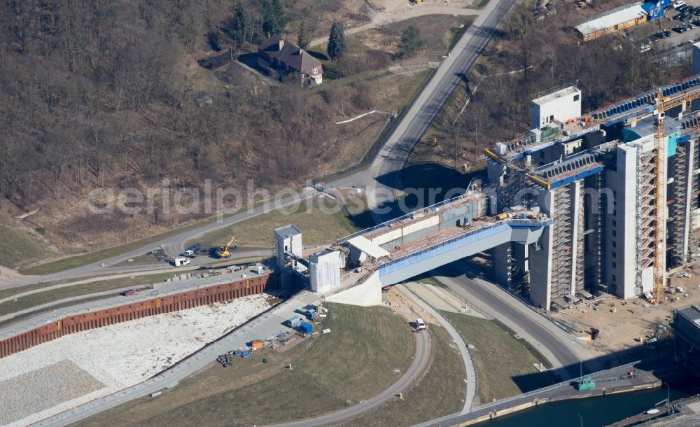 Aerial image Niederfinow - The new building of the boat lift Niederfinow