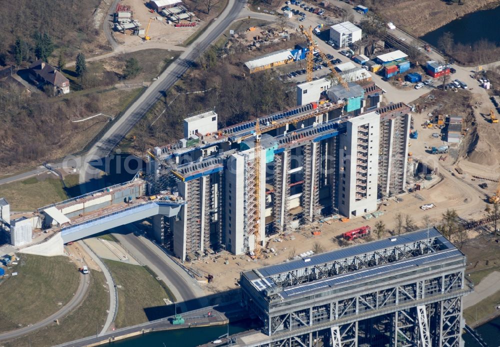 Aerial photograph Niederfinow - The new building of the boat lift Niederfinow