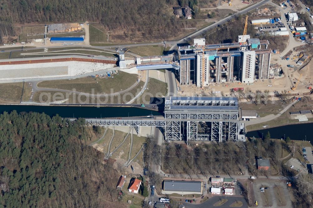 Niederfinow from above - The new building of the boat lift Niederfinow